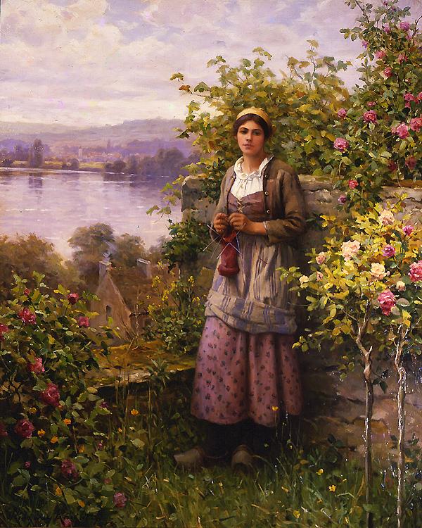 Daniel Ridgeway Knight Julia - Corner of the Garden china oil painting image